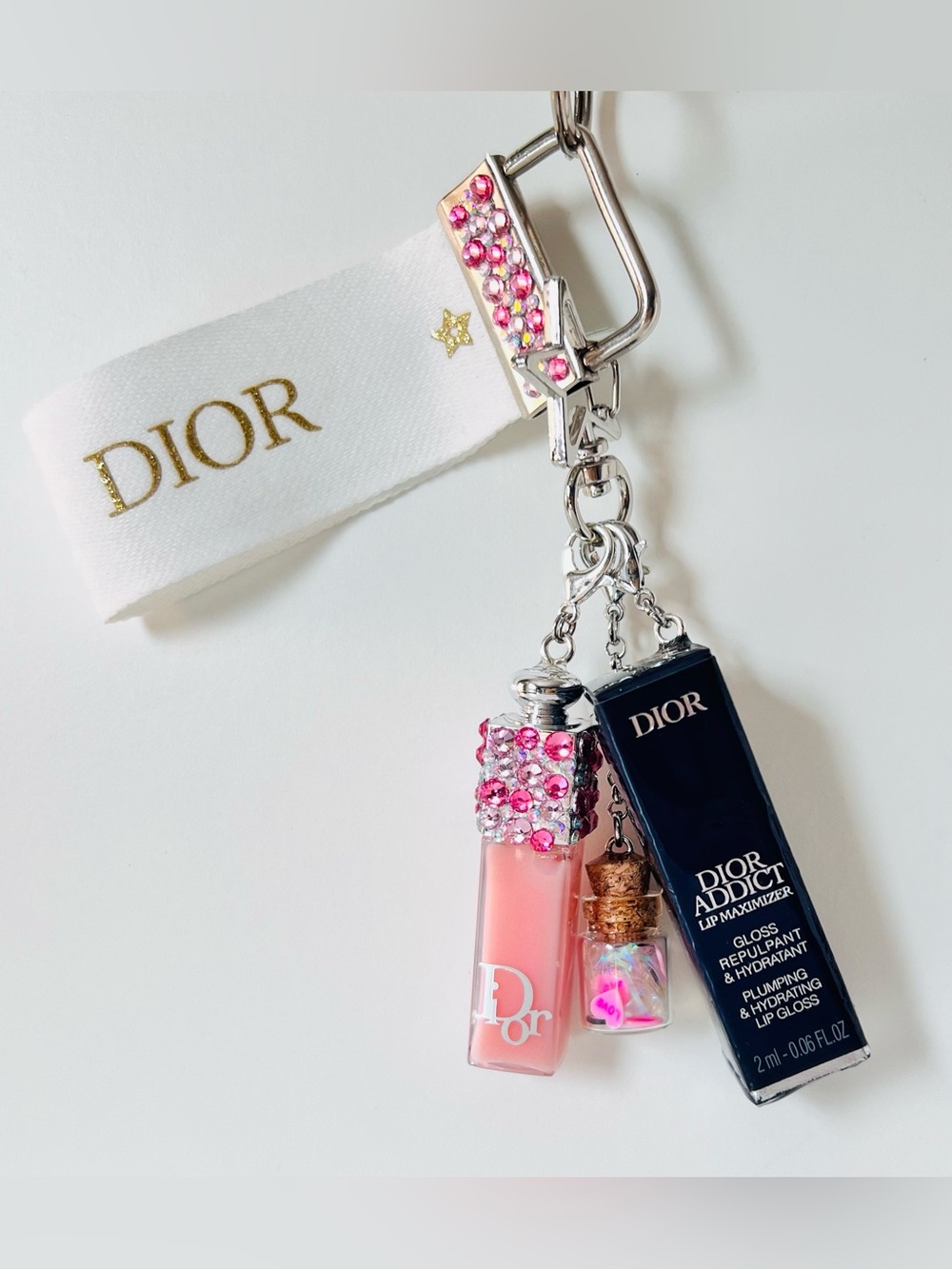 Dior Addict Lip Maximizer Plumping Gloss Mini  Keyfob Bag Charm Dustbag